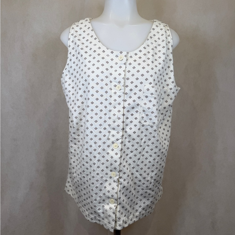 Vintage Palm Grove Sleeveless Button Front Top Size M